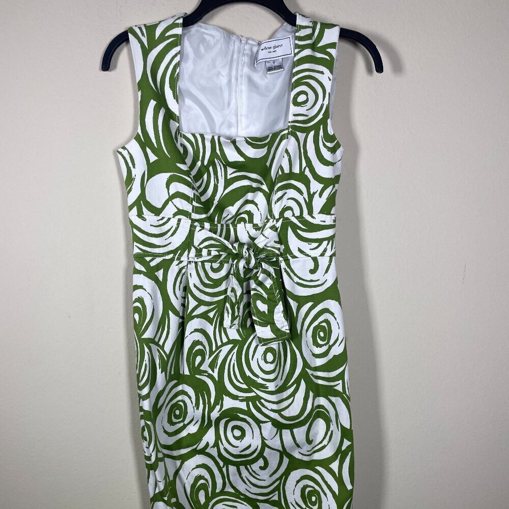 Willow Glenn Women's Sleeveless Green White Swirl Sheath Dress Size: 6 Cocktail!